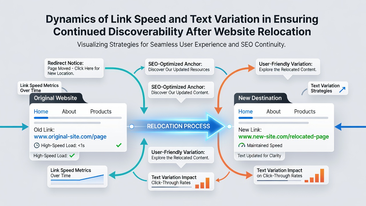 Chart illustrating changes in anchor text distribution metrics before and after a successful website relocation